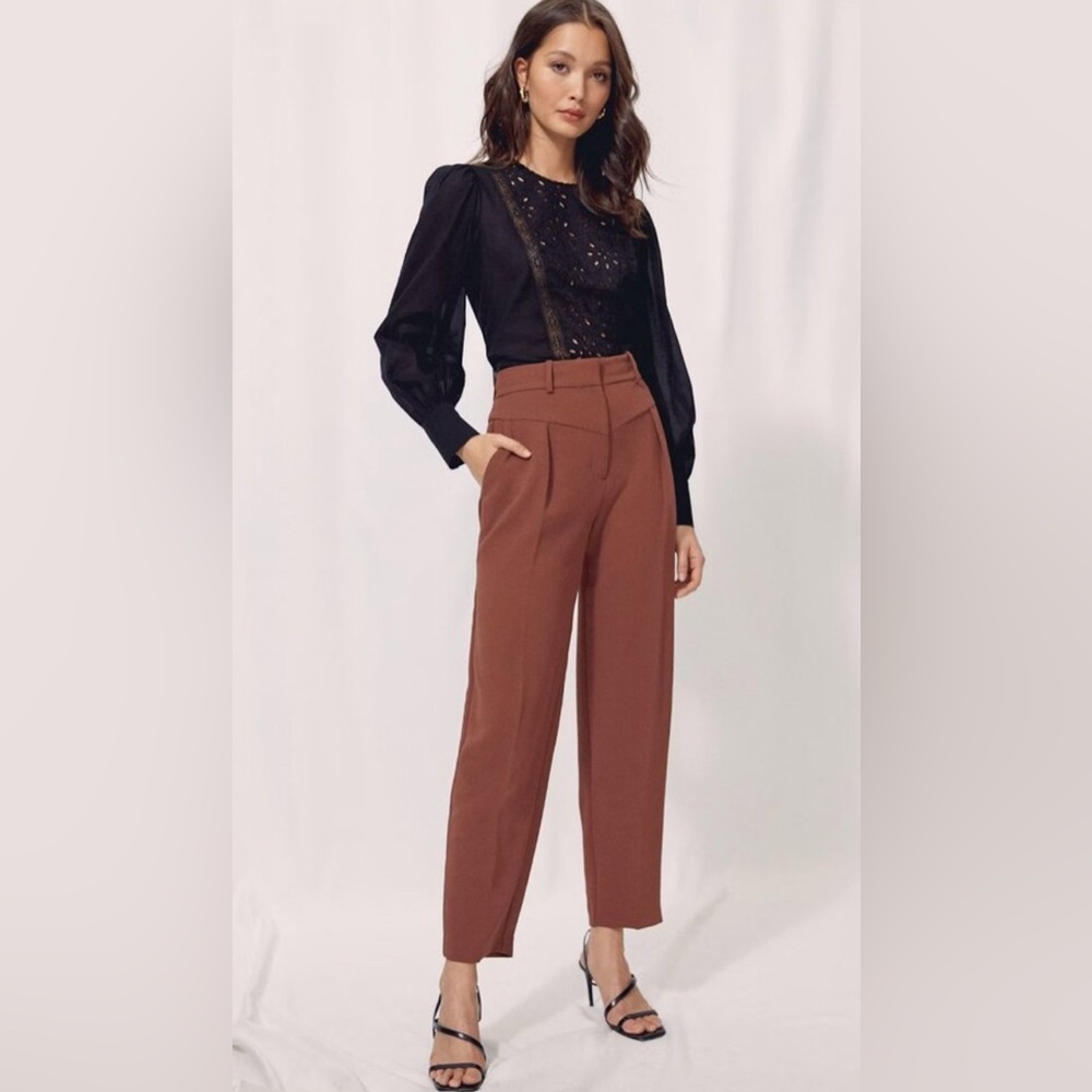 Wilfred Brown Cropped Ankle Pants with Pleats